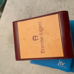 Etienne Aigner Burgundy and Tan Decorative Box